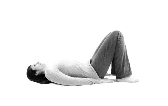 Restorative Yoga For SI Joint Pain - Pelvic Tilts - exhale, lower hips back down